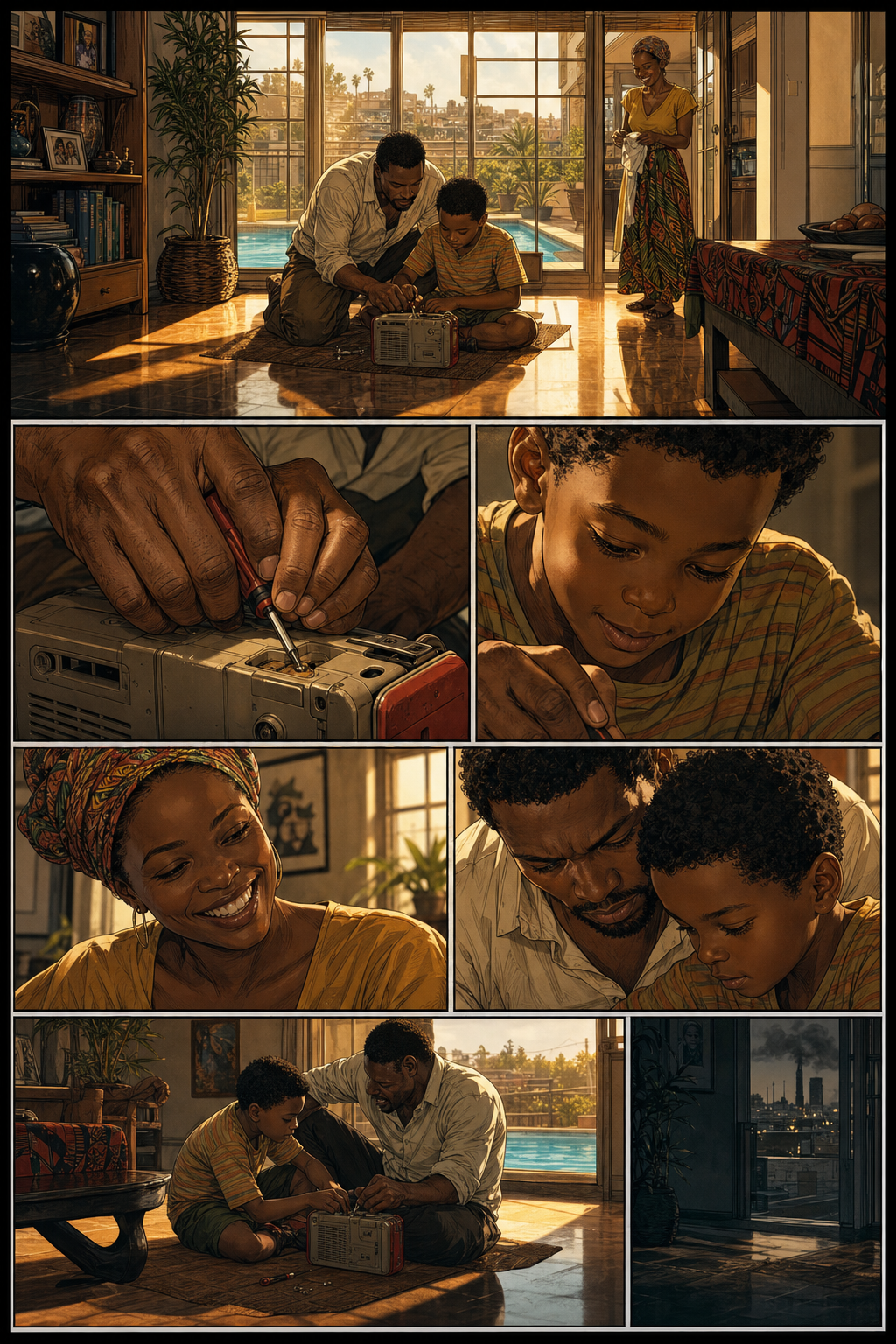 Full comic page for Chapter 1 Page 01, Childhood sunlight
